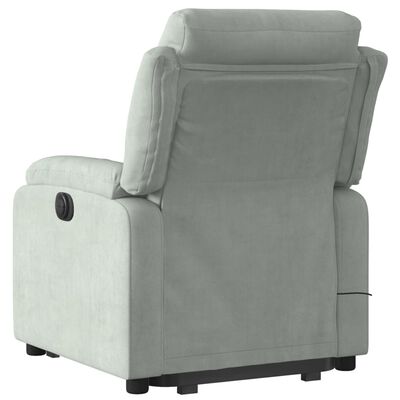 vidaXL Stand up Massage Recliner Chair Light Gray Velvet