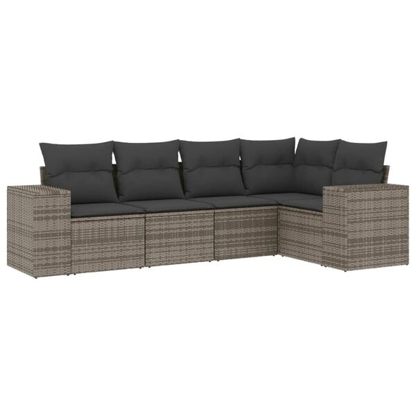 vidaXL Garden Sofa Set Gray PE rattan, Powder-coated Steel, Polyester