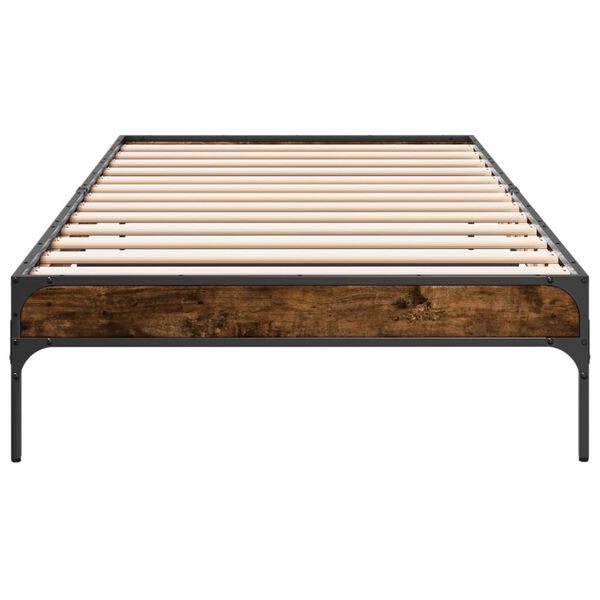 vidaXL Bed Frame Smoked Oak Engineered wood Twin Durable
