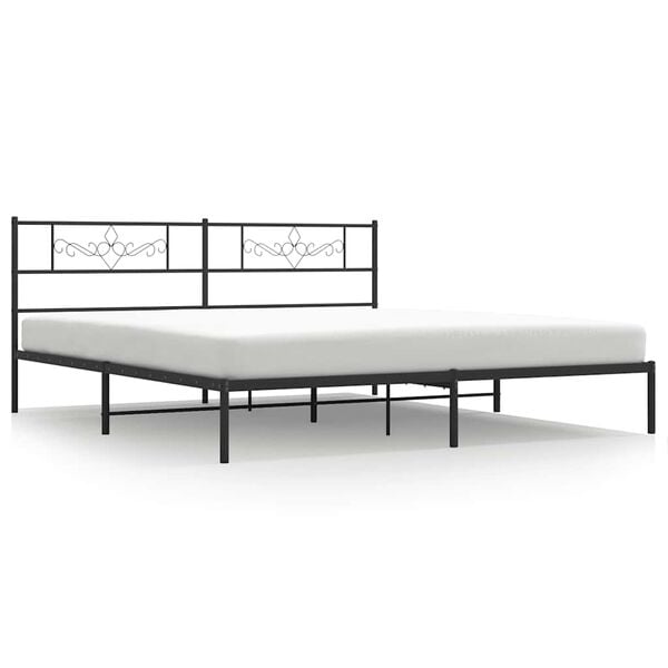 vidaXL Bed Frame Black Powder-Coated Steel Full Bed Frame Rectangular