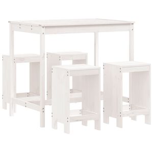 vidaXL Outdoor Bar Set White Solid Pine Wood Garden Furniture