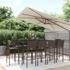vidaXL Garden Bar Set Brown PE Rattan Large Footrest Garden Bar Set