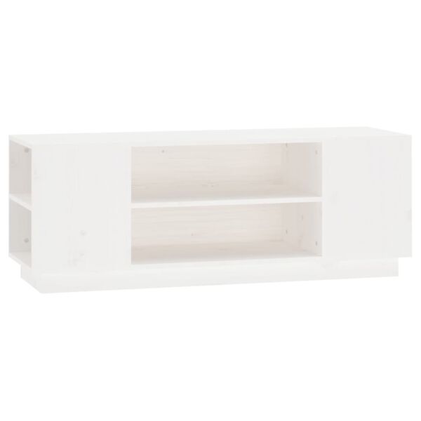vidaXL TV Cabinet White Solid Pine Wood 43.3 in TV Cabinet Rectangular