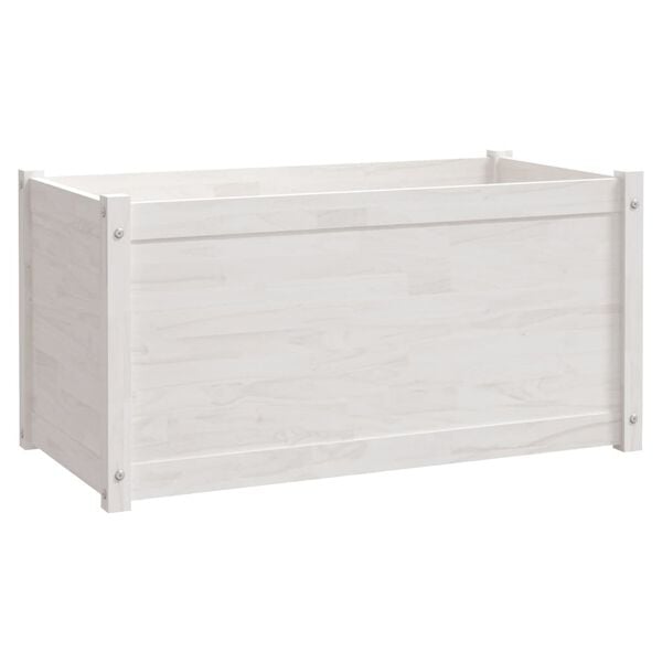 vidaXL Garden Planter White Solid pinewood Medium Garden Planter