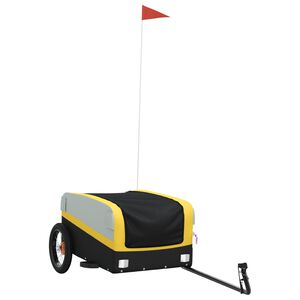 vidaXL Bike Trailer Black and Yellow 66.1 lb Iron