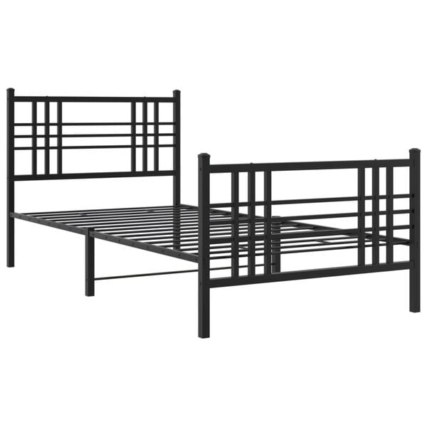 vidaXL Bed Frame Metal Bed Frame Rectangular Traditional Black Bed Frame