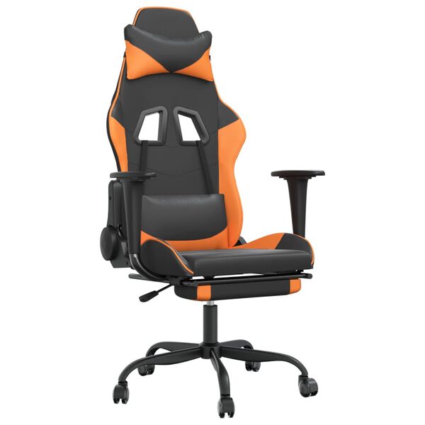 vidaXL Gaming Chair Black and Orange Faux leather, metal, plywood, foam