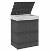 vidaXL Laundry Basket with Lid Grey 18.1x13.0x23.6" Poly Rattan