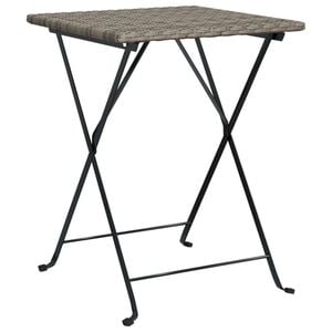 vidaXL Folding Bistro Table Grey PE rattan, powder-coated steel Compact