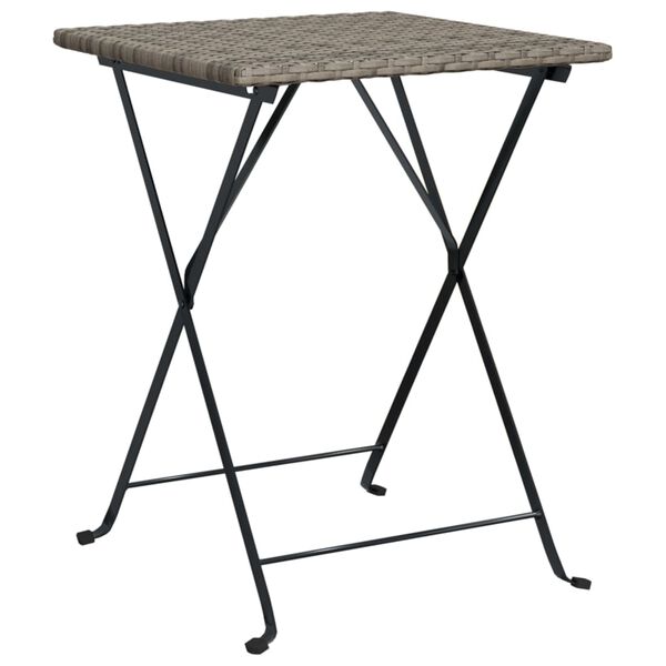 vidaXL Folding Bistro Table Grey PE rattan, powder-coated steel Compact