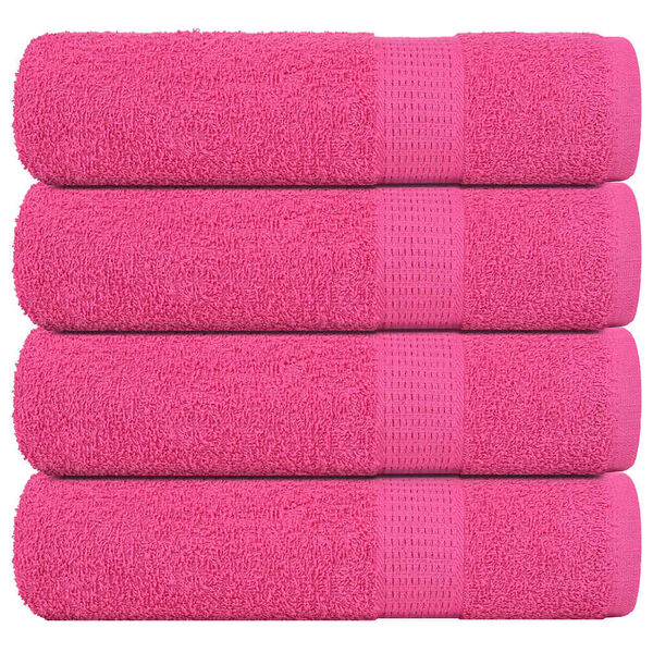 vidaXL Bath Towel Set of 4 Pink 100% Cotton 39.4 x 59.1 in Durable