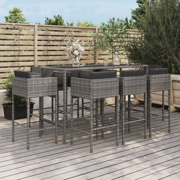 vidaXL Garden Bar Set Grey, Dark grey, Black