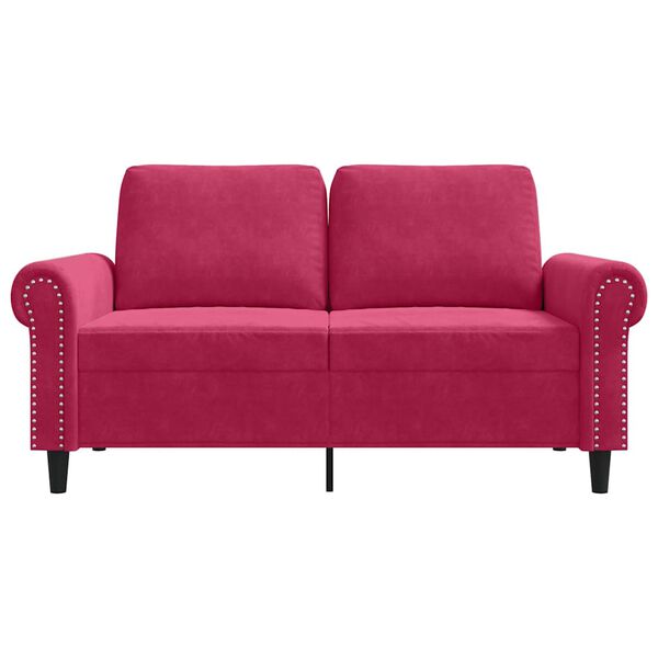 vidaXL 2-seater Sofa Wine Red Velvet, Metal, Foam Medium