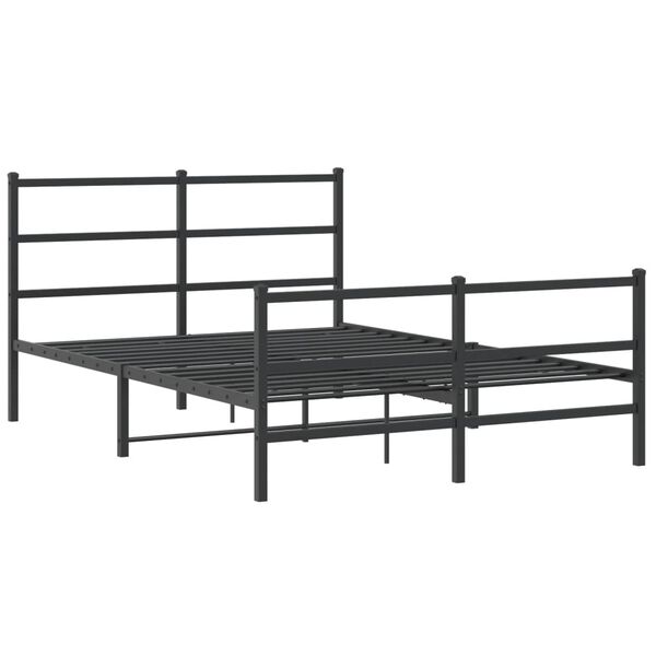 vidaXL Bed Frame Black Steel 55x75 in Bed Frame Rectangular Modern