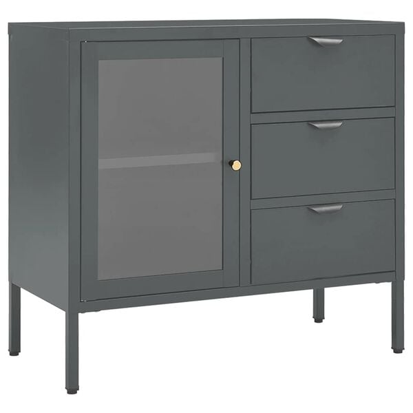 vidaXL Sideboard Anthracite Steel Medium Height-Adjustable Shelves
