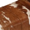 vidaXL Bench Brown and white Real goat leather, solid mango wood 63 in