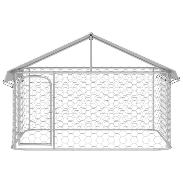 vidaXL Dog Kennel Silver Galvanized steel, polyethylene Large Dog Kennel