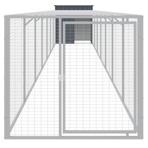vidaXL Chicken Cage Anthracite Galvanized steel 43.3 x 320.1 x 43.3 in
