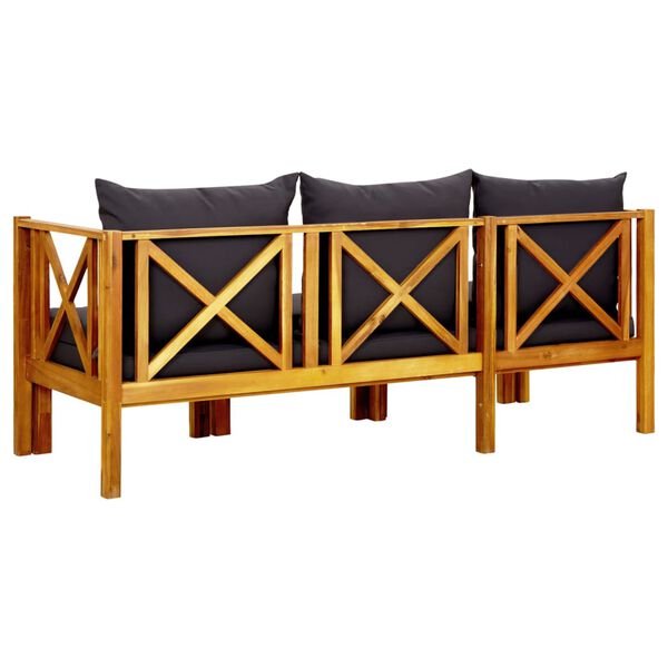 vidaXL Bench Dark grey, Light wood Solid acacia wood, Polyester