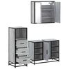vidaXL Bathroom Furniture Set Grey sonoma Engineered wood, metal, glass