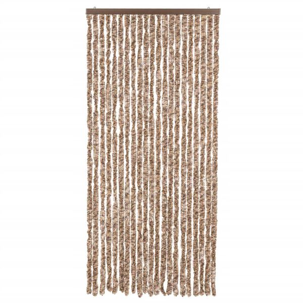 vidaXL Fly Curtain Beige and Dark Brown 35.4x78.7" Chenille