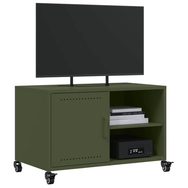 vidaXL TV Cabinet Olive Green Cold-rolled steel Small Storage