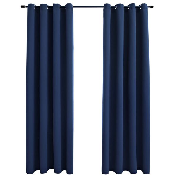 vidaXL Blackout Curtains with Rings 2 pcs Navy Blue 54"x95" Fabric