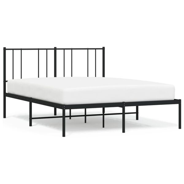 vidaXL Bed Frame Black Steel 63 x 79 in Bed Frame Rectangular