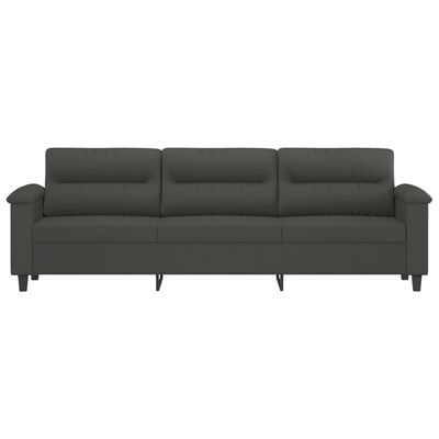 vidaXL 3-Seater Sofa Dark Gray 82.7" Microfiber Fabric
