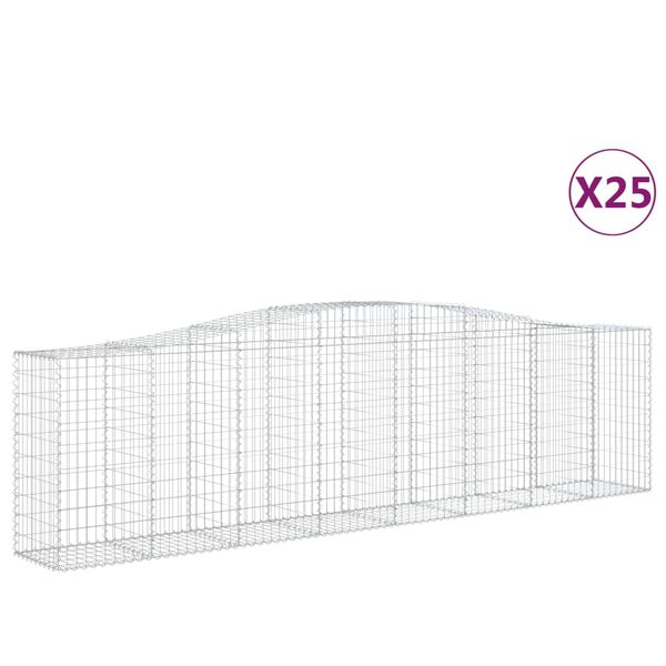 vidaXL Gabion Basket Set of 25 Silver Galvanized iron Large