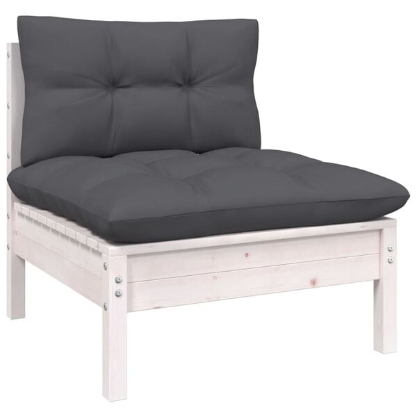vidaXL Garden Lounge Set White and Anthracite