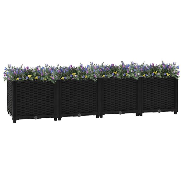 vidaXL Raised Bed Black Polypropylene Large Durable Outdoor Planter
