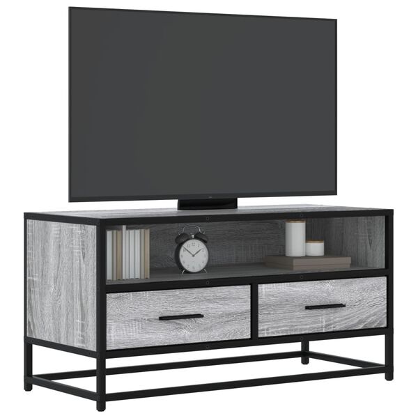 vidaXL TV Cabinet Grey Sonoma Engineered wood, Metal Medium TV Cabinet