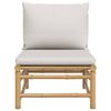 vidaXL Garden Middle Sofa Light Grey Bamboo, Fabric (100% polyester), Foam