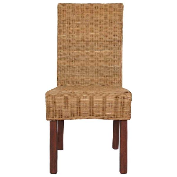 vidaXL Dining Chair Set of 4 Brown Solid mango wood and real rattan