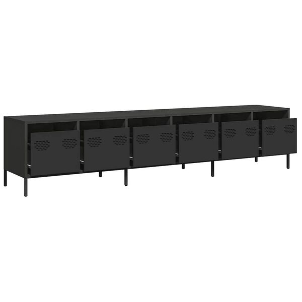 vidaXL TV Cabinet Black Cold-rolled Steel 79.5x15.4x17.1 in TV Cabinet
