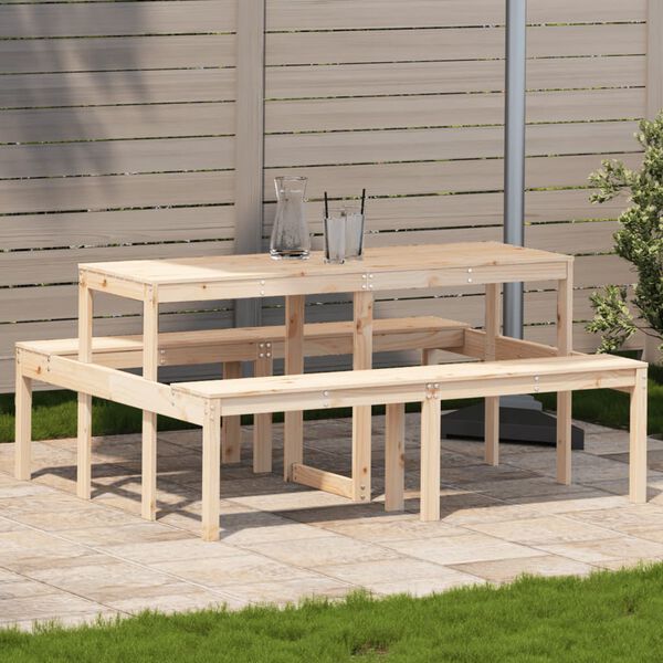 vidaXL Picnic Table Natural Wood Solid Pine Wood Durable Picnic Table