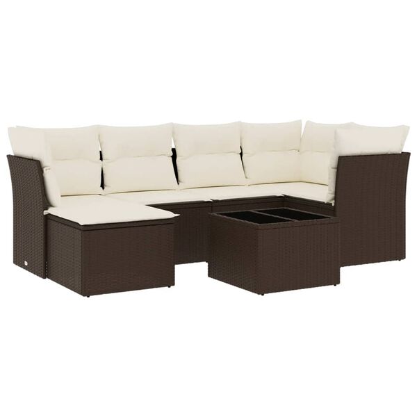 vidaXL Garden Sofa Set Brown Poly Rattan Large Garden Sofa Set