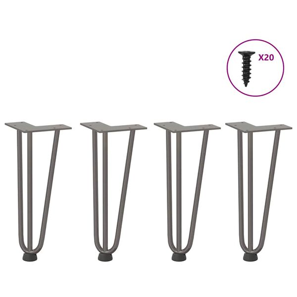 vidaXL Hairpin Table Leg Natural Steel Solid powder-coated steel 11.8 in