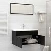 vidaXL Bathroom Furniture Set Black Engineered Wood, Acrylic Medium