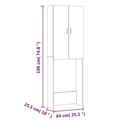 vidaXL Washing Machine Cabinet Black 25.2"x10"x74.8"