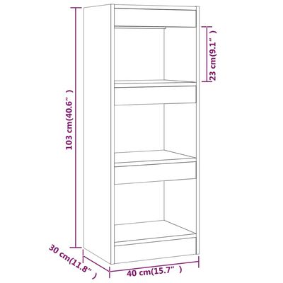 vidaXL Book Cabinet/Room Divider High Gloss White 15.7"x11.8"x40.6"