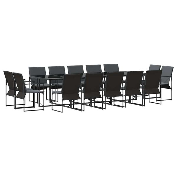 vidaXL Garden Dining Set 15 pcs Black Steel