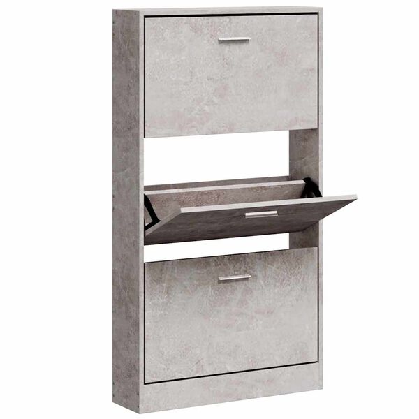 vidaXL Shoe Cabinet Concrete Grey Engineered Wood 23.2 x 6.7 x 42.5 in