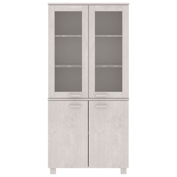 vidaXL Highboard Set of 2 White Solid pine wood, MDF, glass Large