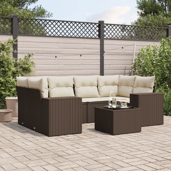 vidaXL Garden Sofa Set Brown, Cream White