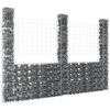 vidaXL U-shape Gabion Basket with 3 Posts Iron 102.4"x7.9"x78.7"