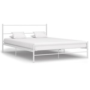 vidaXL Bed Frame White Metal Full Durable Bed Frame Rectangular