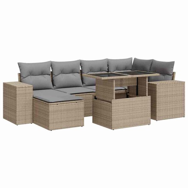 vidaXL Garden Sofa Set Beige and Light Grey