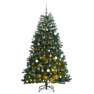 vidaXL Artificial Hinged Christmas Tree 300 LEDs & Ball Set 94.5"